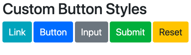 Bootstrap .btn class and modifier classes with default styles overridden by custom CSS